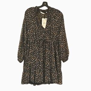 Zara sheer floral babydoll dress women's size medium NEW